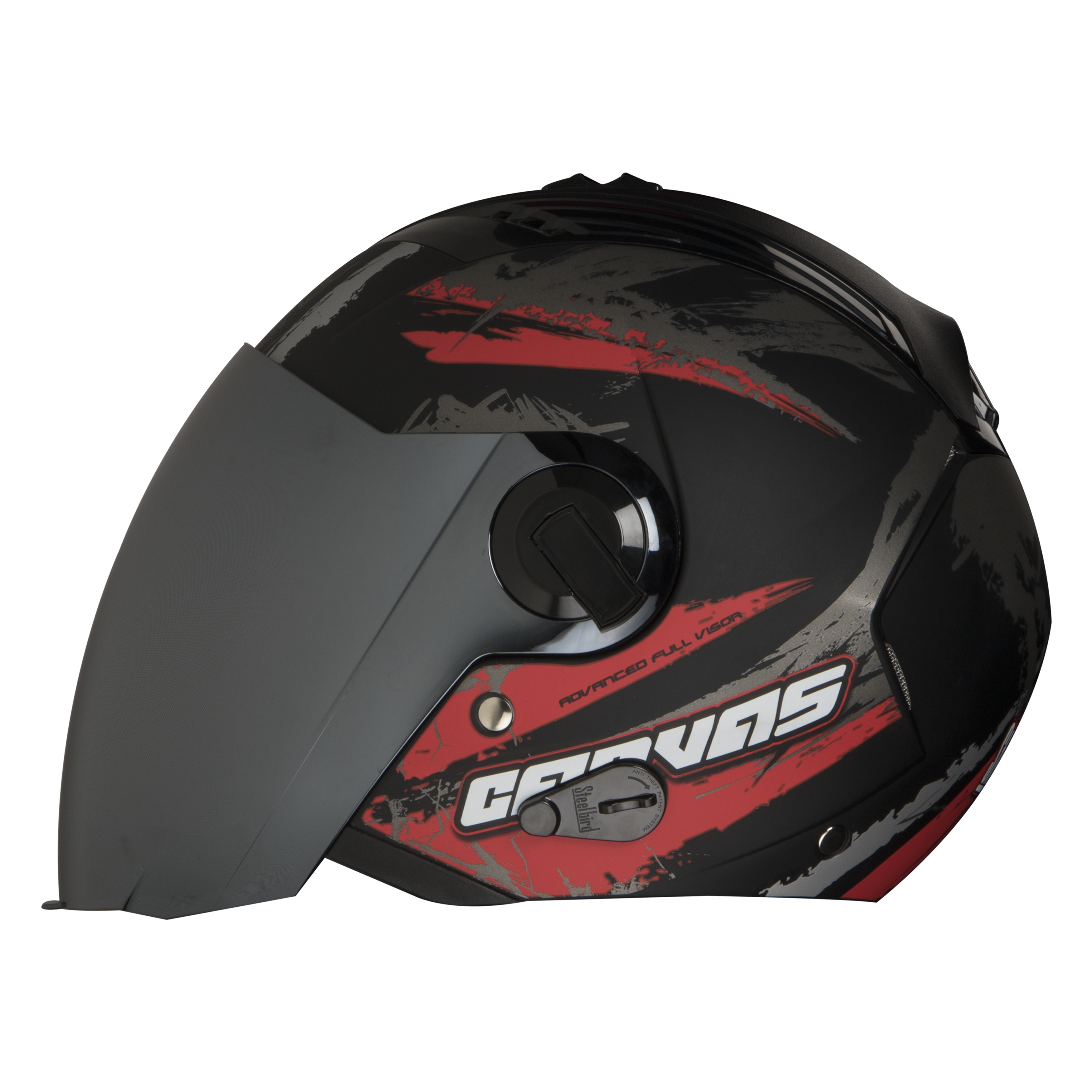 SBA-3 Canvas Mat Black With Red ( Fitted With Clear Visor  Extra Silver Chrome Visor Free)